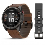 Garmin fenix 8 Pro 51mm AMOLED Sapphire karbonszürke DLC Titanium barna bőr- és fekete/szürke szilikon szíjjal Garmin fenix 8 Pro 51mm AMOLED Sapphire karbonszürke DLC Titanium barna bőr- és fekete/szürke szilikon szíjjal